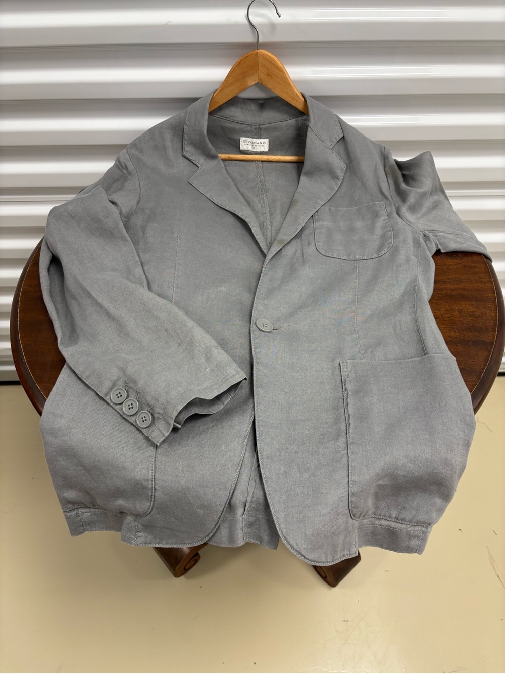 Women's Light Gray Relaxed 100% Linen Blazer